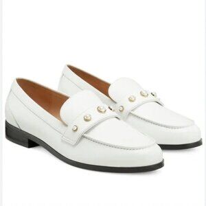 STUART WEITZMAN White Owen Faux Pearl Penny Loafers size 9.5